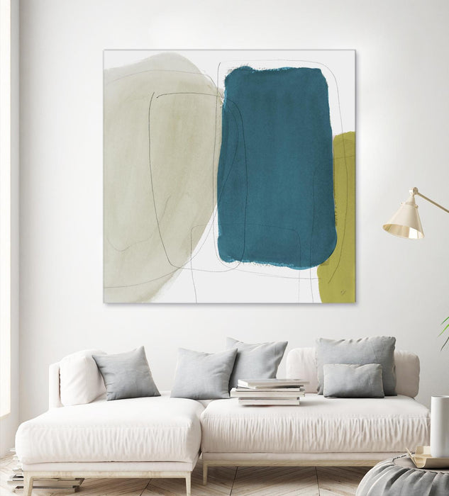 \"Beige And Navy Abstract\" Giant Art 72x72 Wall Art