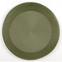 Vinyl Round Placemat with Border Green - Set of 12