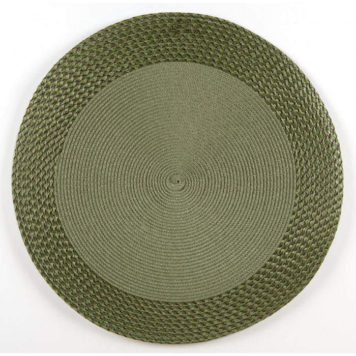 Vinyl Round Placemat with Border Green - Set of 12