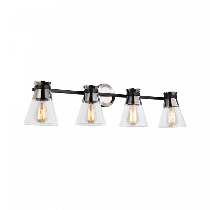 Kanata Black & Brushed Nickel 4-Light Bathroom Vanity Light