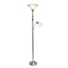 Elegant Designs 2 Light Mother Daughter Floor Lamp with White Marble Glass, Brushed Nickel