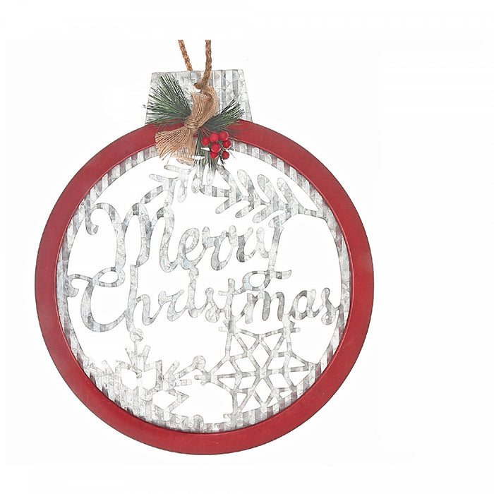 Rippled Galvanized Cut Out Wall Ornament Merry Christmas