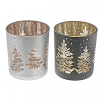 Glass Tealight Holders Silent Night - Set of 2 Candle Holder