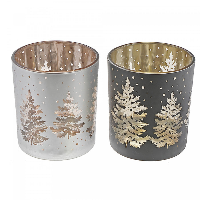 Glass Tealight Holders Silent Night - Set of 2 Candle Holder