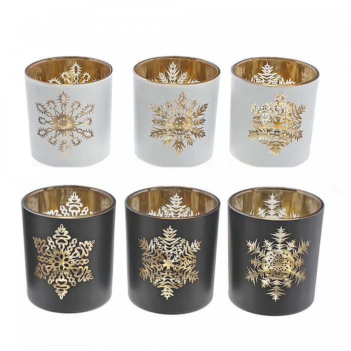 Glass Tealight Holders Single Snowflake - Set of 6 Candle Holder