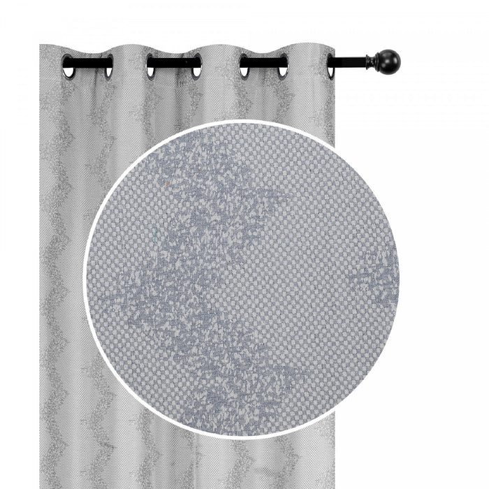 Jacquard Panel Chevron Silver 84\" - Set of 2 Drapes and Blinds