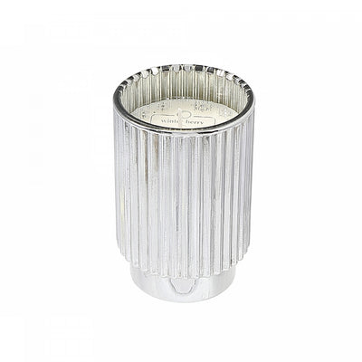 11.3oz Ribbed Silver Electroplated Scented Candle Winter Berry|Bougie parfumée côtelée électroplaquée argent de 11,3 oz à arôme de baie d’hiver
