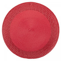 Vinyl Round Placemat with Red Border - Set of 12