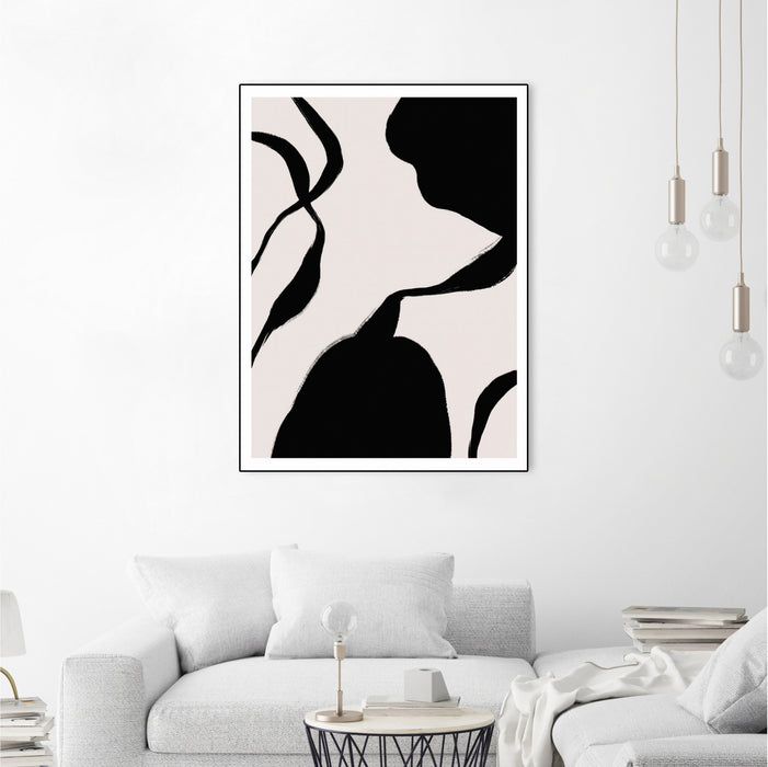 \"Mouvement\" Canvas Framed Black 24x32 Wall Art