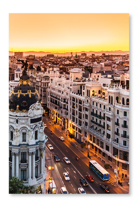 Panoramic View Of Gran Via 24x36 Wall Art Frame And Fabric Panel