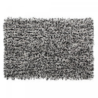 Microfibre Shaggy Bathmat Black/White 20 x 32