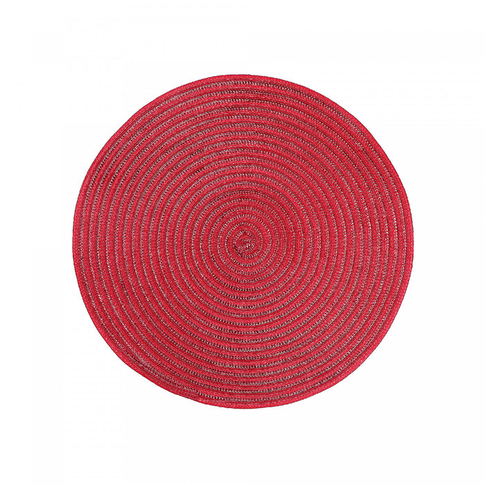 Woven Round Red Shimmer Placemat - Set of 12
