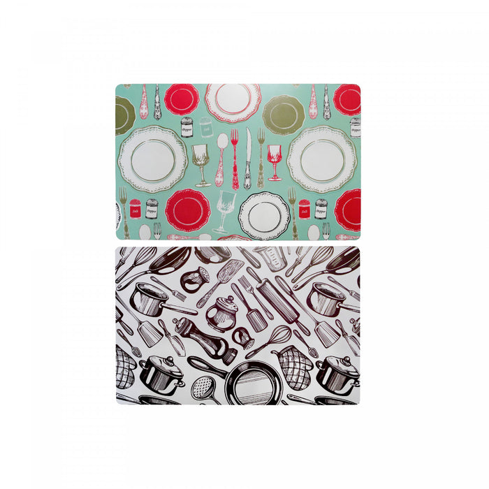 Reversible Placemat Kitchen Utensils-Set of 12