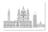London, Sketch Illustration 24x36 Wall Art Frame And Fabric Panel