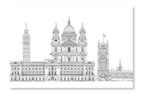 London, Sketch Illustration 24x36 Wall Art Frame And Fabric Panel