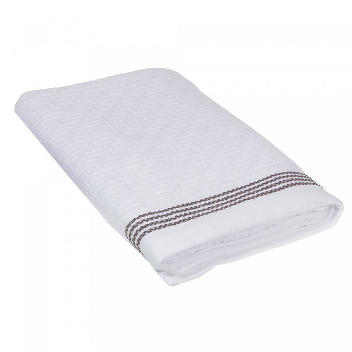 Luxury Stitch Bath Towel 30 x 60 White - Set of 2 Towels