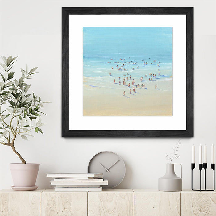 \"Beach Day Ii\" Matted and Framed Black 36x36 Wall Art