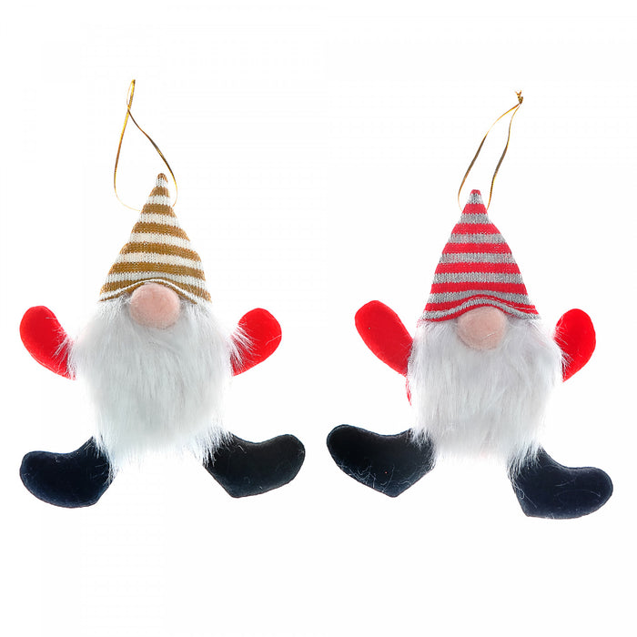 Striped Plush Gnome Ornament - Set of 12