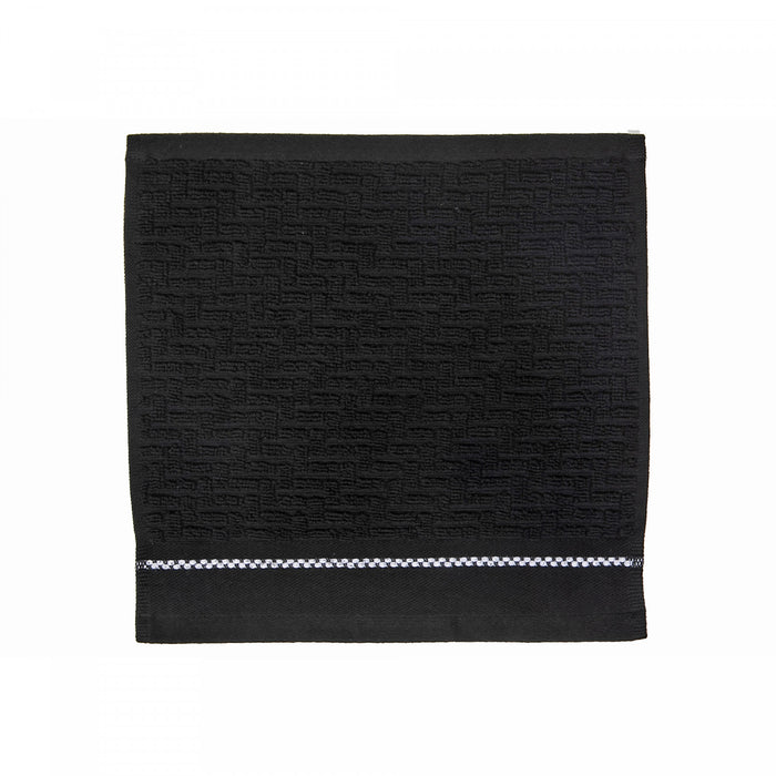 Luxury Stitch Wash Cloth 12 x 12 Black - Set of 6 Towels