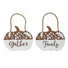 White Engraved Pumpkin Hanger - Set of 2
