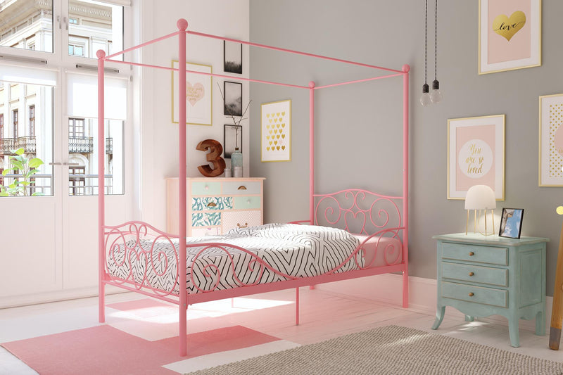 Dorel Home Whimsical Metal Canopy Twin Bed - Pink
