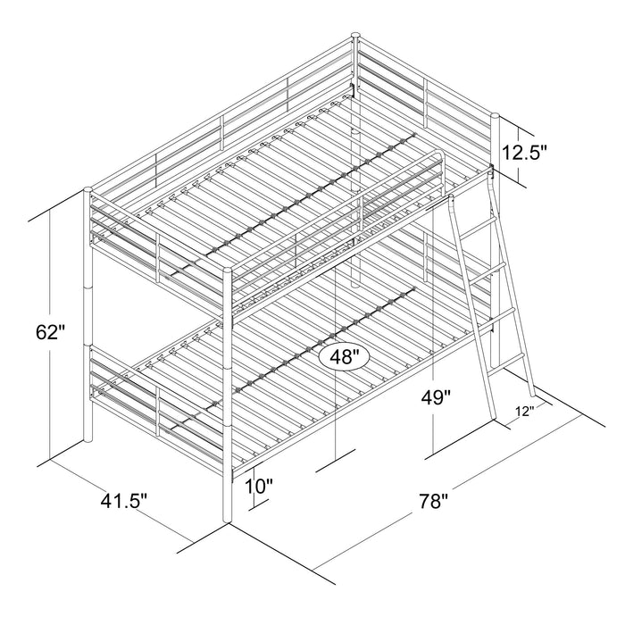 DHP Twin Over Twin Convertible Bunk Bed - White