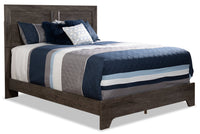 Yorkdale Panel Bed with Headboard & Frame, Made in Canada, Grey - Queen Size 