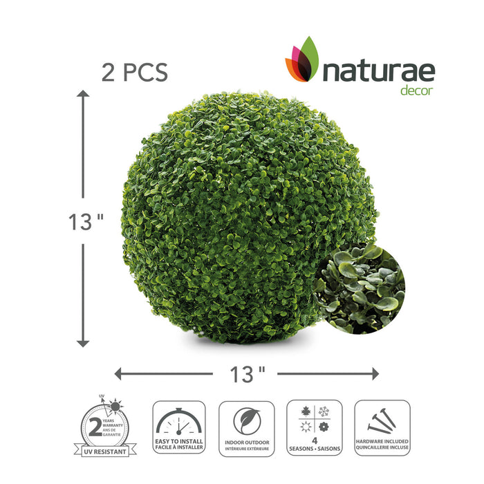 Artificial Boxwood 13\" Foliage Ball 2  Pieces