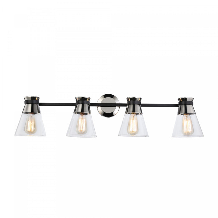 Kanata Black & Brushed Nickel 4-Light Bathroom Vanity Light