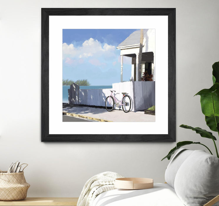 \"Key West Cabana Ii\" Matted and Framed Black 36x36 Wall Art