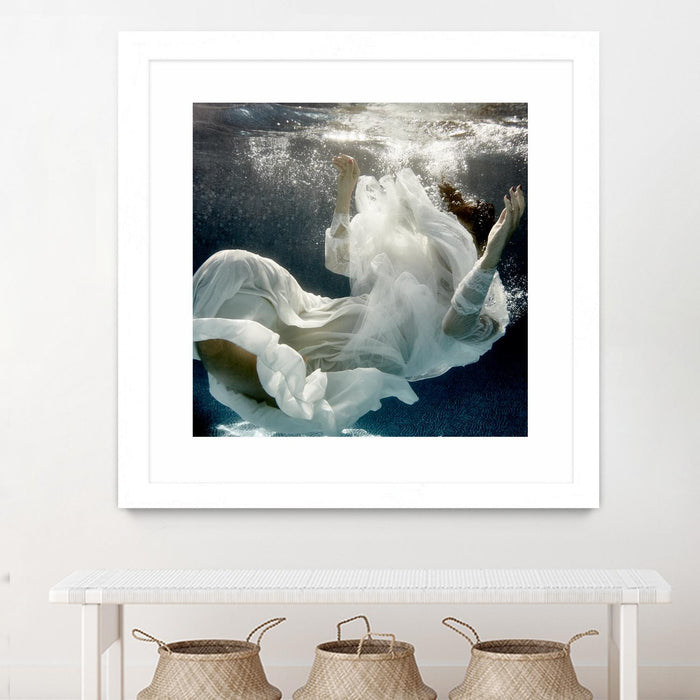 \"Float 3\" Matted and Framed White 36x36 Wall Art