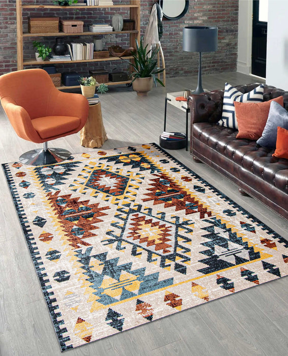 Mosaic Taupe/Copper Machine Washable Area Rug - 3'0\" x 5'0\"