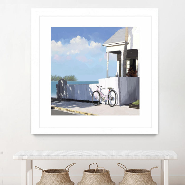 \"Key West Cabana Ii\" Matted and Framed White 36x36 Wall Art