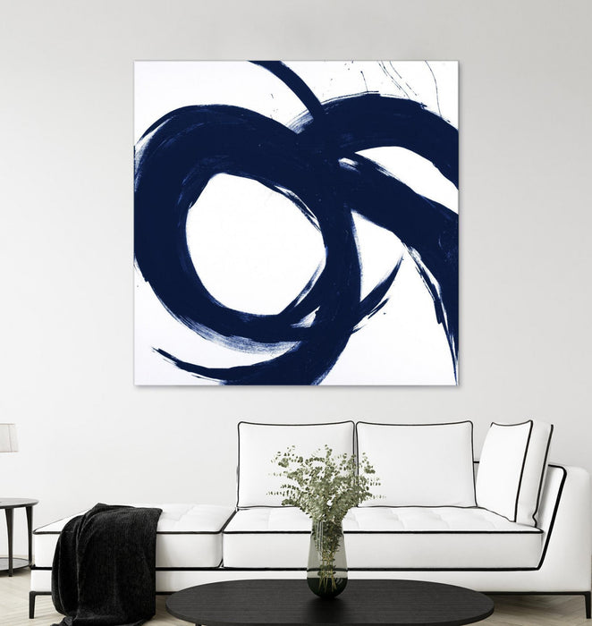 \"Navy Circular Strokes Ii\" Giant Art 72x72 Wall Art