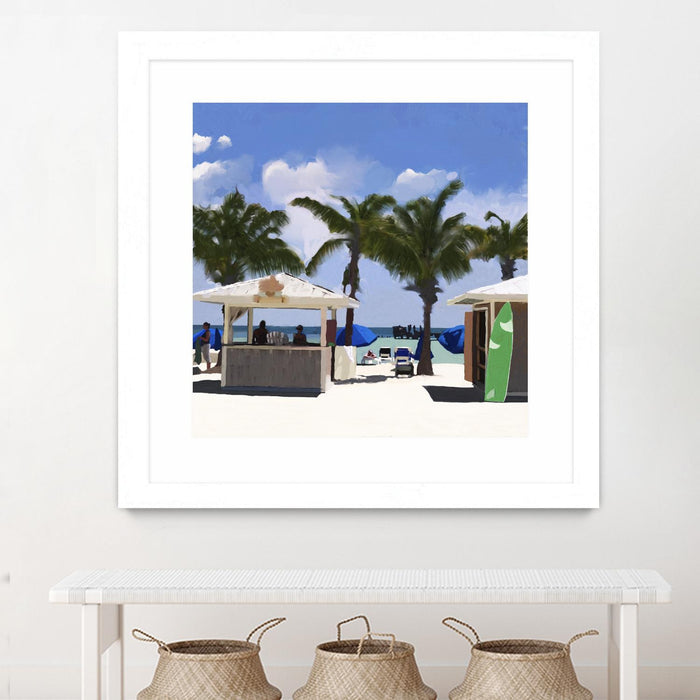 \"Key West Cabana I\" Matted and Framed White 30x30 Wall Art