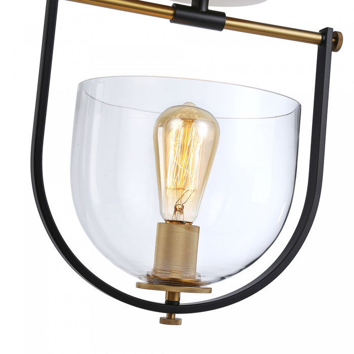 Cheshire Black & Brass 1-Light Semi-Flush Mount