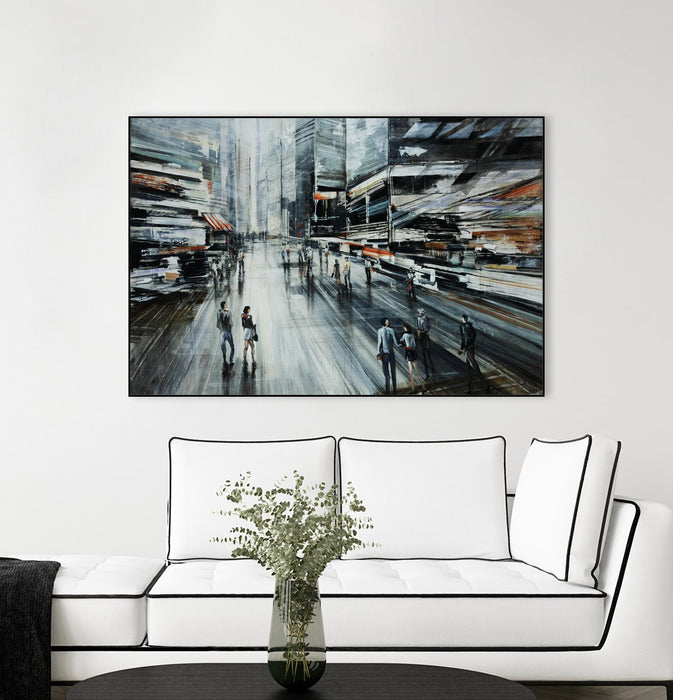 \"Rush\" Canvas Framed Black 36x24 Wall Art