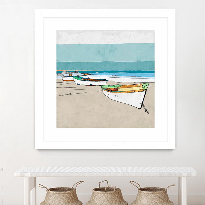 \"Lined Up\" Matted and Framed White 36x36 Wall Art
