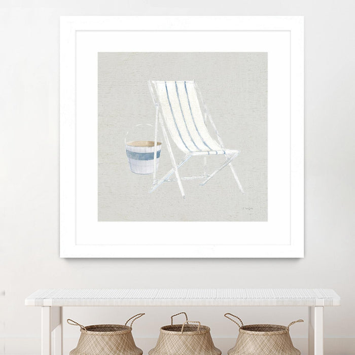 \"Serene Seaside Iii Tan\" Matted and Framed White 36x36 Wall Art
