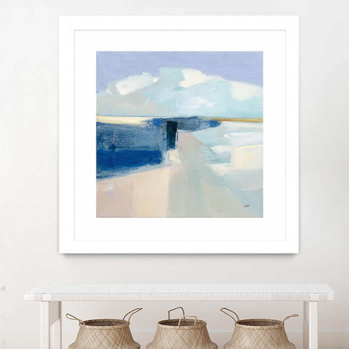 \"Sand And Sky\" Matted and Framed White 30x30 Wall Art