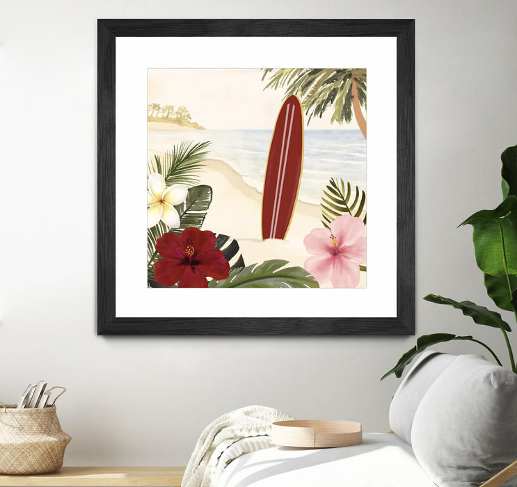 \"Aloha Ii\" Matted and Framed Black 30x30 Wall Art