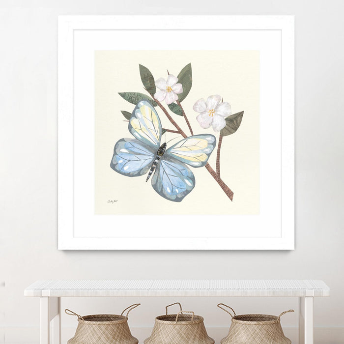 \"In The Garden Butterfly\" Matted and Framed White 36x36 Wall Art
