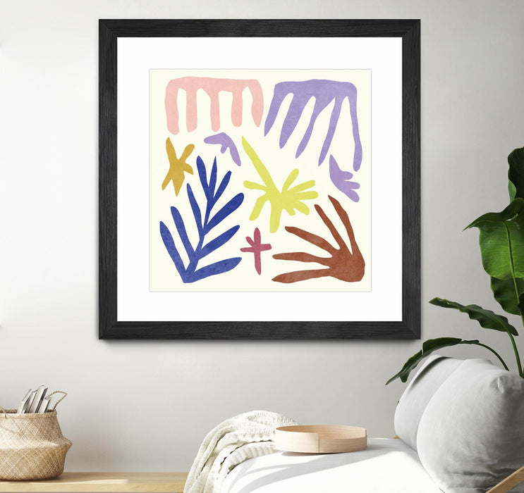 \"Coral Construction Ii\" Matted and Framed Black 30x30 Wall Art