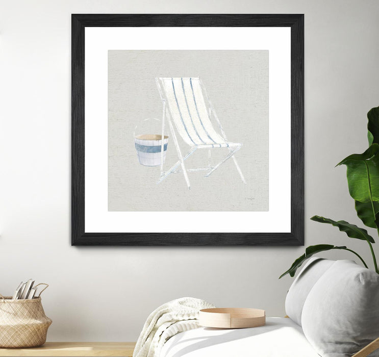 \"Serene Seaside Iii Tan\" Matted and Framed Black 36x36 Wall Art