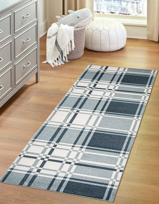 Roma Blue Machine Washable Area Rug - 2'6\" x 8'0\"