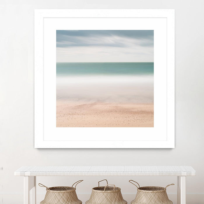 \"Beach, Sea, Sky\" Matted and Framed White 30x30 Wall Art