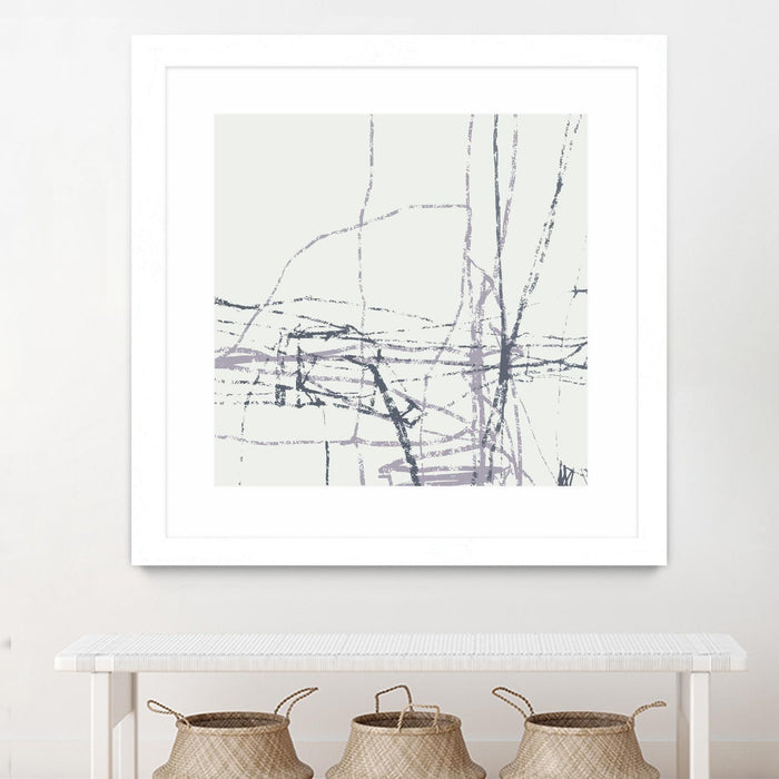 \"Chalk Doodles H\" Matted and Framed White 30x30 Wall Art