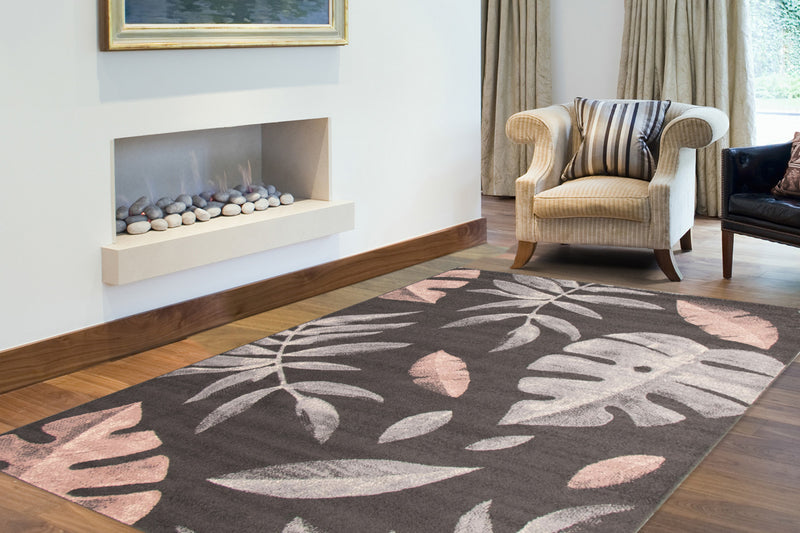 Palta Anthracite-Rose Area Rug - 7'10\" x 10'2\"