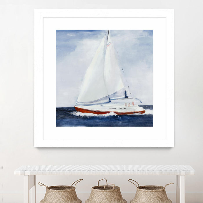 \"Chasing The Sun\" Matted and Framed White 36x36 Wall Art