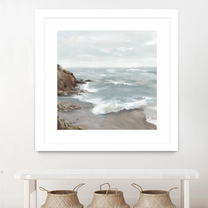 \"Beautiful Bay\" Matted and Framed White 36x36 Wall Art